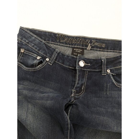 Montana Straight‎ Jeans Women's Size 11/12 Blue Stretch Distressed/Embellished - Picture 4 of 9
